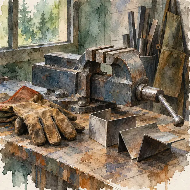 Illustration of fabrication businesses equipment and workspace